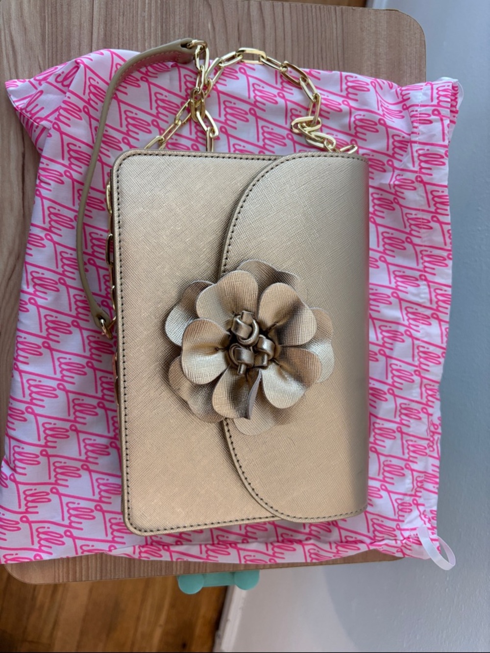 Lilly Pulitzer Amalia Gold Floral Crossbody Bag